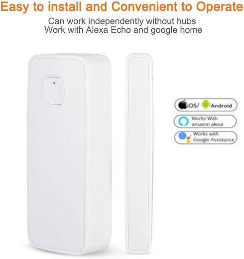 Smart Door&Window Sensor Alarm Compatible with and Google Home Tuya 45m 2.4g Control by app for Home Security