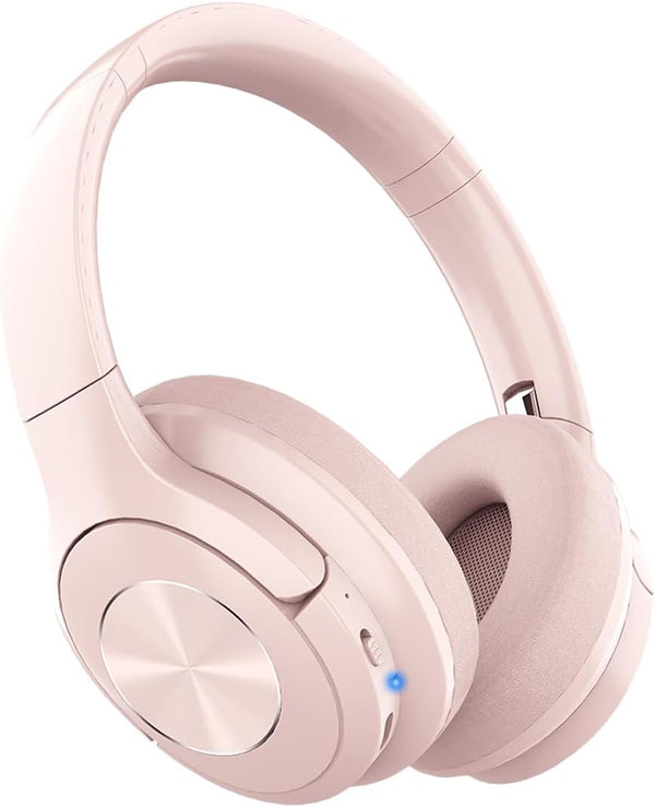 Pink Wireless Bluetooth Headphones, Over Ear, 65 Hours Playtime, Foldable Deep Bass HIFI Stereo, On Ear Headsets with