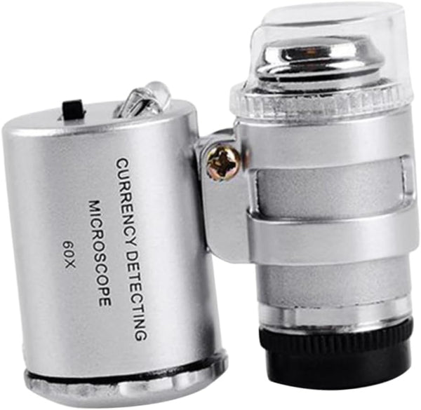SEWACC Pocket Microscope 60x with LED Light Microscope Magnifier for Currency Inspection