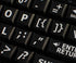 English US Large Letters Keyboard Stickers, Matte Non Transparent, Black Background