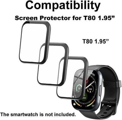 3D Screen Protector for Puqo Cillso T80 Fitness Tracker, PMMA Material, Anti-shatter, Full Coverage, 3-PACK