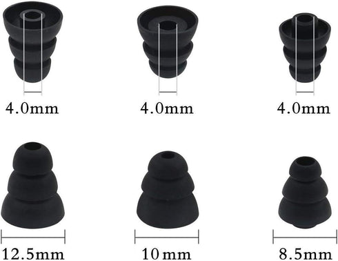 JNSA 3 4mm-5mm 4mm,S/M/L,6 3F6P3 Flange Noise Cancelling Triple Flange Eartips Eargels Earpads Ear Tips Gels Bud