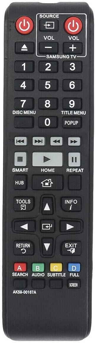 AK59-00167A Remote - Compatible with Samsung Smart 3D Blu-ray DVD Player