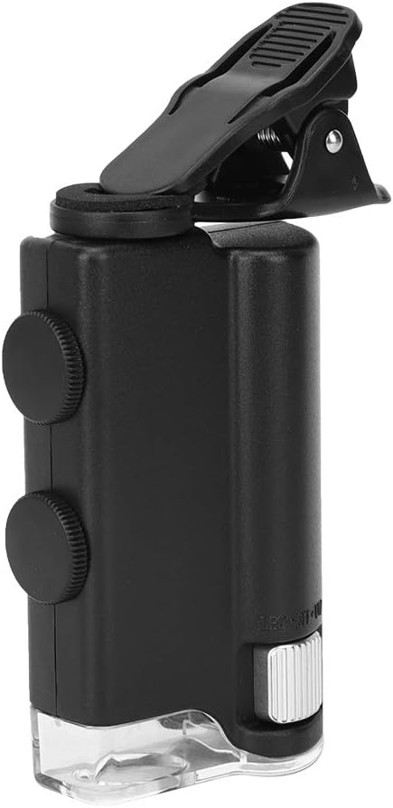Oumefar Portable Clip Microscope, 60-100X Magnification Camera, LED Loupe for Observing