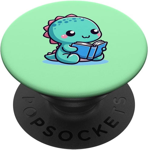 Cute Dinosaur Reading Book PopSockets Standard PopGrip