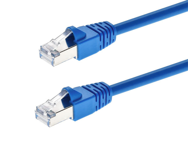 Monoprice Cat6A 3ft Blue Patch Cable, Double Shielded (S/FTP) 26AWG 10G Pure Copper Snagless RJ45