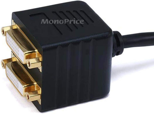 Monoprice Video Splitter - HDMI Male to 2X DVI-D Female, Gold Plated, Black