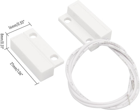 FOCMKEAS 2 MC-38 Magnetic Reed Switch Wired Surface Mount Normally Closed NC Contact Sensor Alarm Magnetic Door Switch