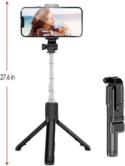 Tengsun 28" 360Rotation Phone Tripod & Selfie Stick Travel Tripod for iPhone Selfies, with Phone Holder Selfie Stick