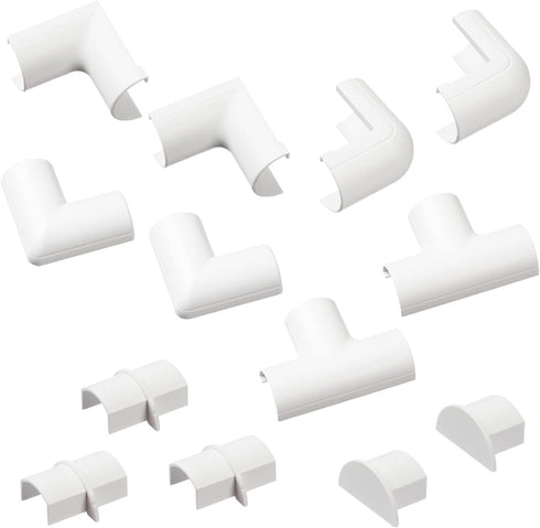D-Line Small Cable Raceway Accessory Pack, 13 Accessories Included, 0.78in x 0.39in Cord Cover Lengths, White