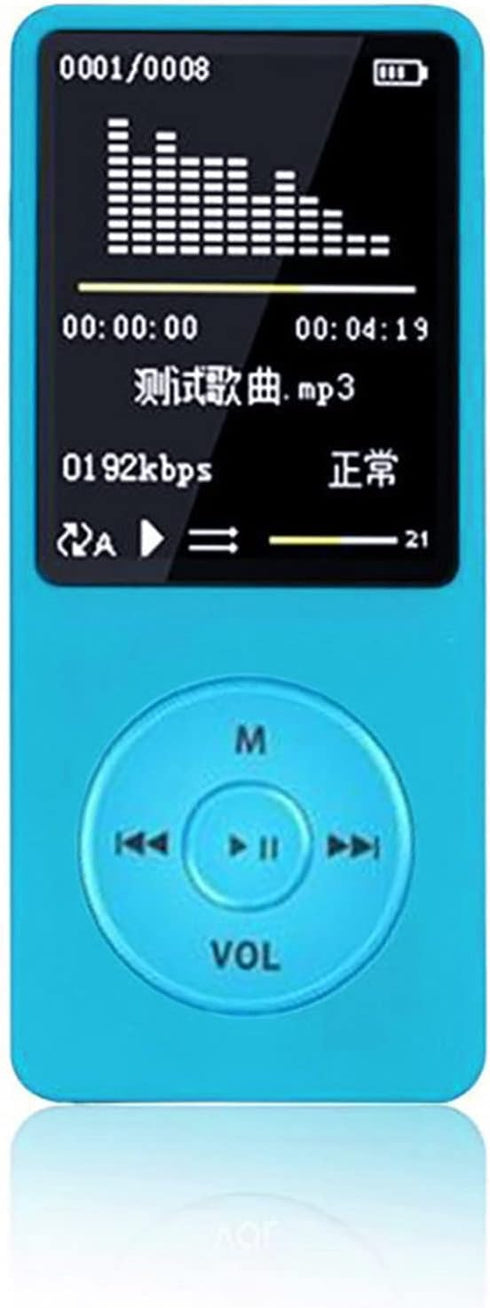 Lovskoo Blue Mp4 Player with Headphone 70 Hours Playback, Up to 128GB, Mp3