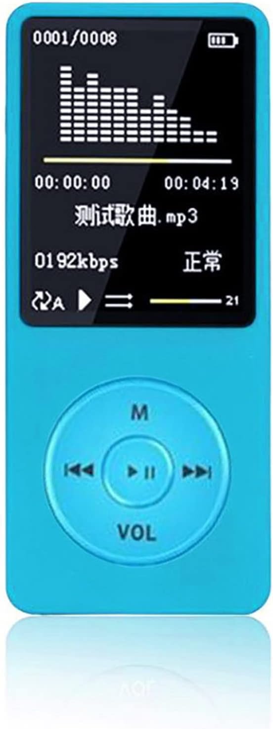 Lovskoo Blue Mp4 Player with Headphone 70 Hours Playback, Up to 128GB, Mp3