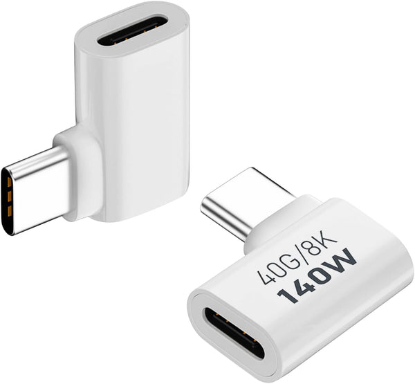AreMe 2 Pack USB C Male to Female Adapter, 90 Degree Right Angle 140W Type C Extender for Thunderbolt Devices
