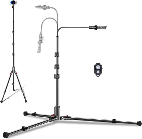 CAMBOFOTO 84" Phone Tripod, Tall Tripod Stand for Selfies with Flexible Gooseneck &