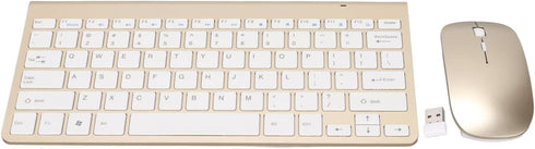 Keyboard Mouse Set, 2.4G USB Thin Ergonomic Mute for Computer (Luxury Gold Color)