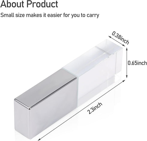 Laak 8GB 3.0 New Crystal Transparent Rectangle Genuine USB Flash Drive Wedding Gift Pendrive,Silver