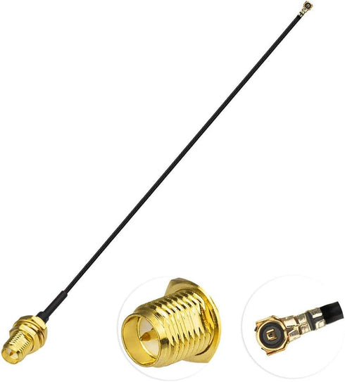 SUPERBAT U.fl/IPEX MHF4 Cable - 6inch 2-Pack MHF4 to RP-SMA Bulkhead Cable for WiFi Bluetooth Antenna Extension
