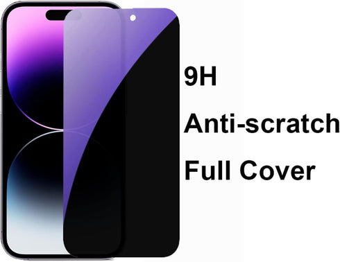 3 PCS Anti-Blue Privacy Tempered Glass Suit for iPhone 14 Pro Max, Anti-Spy Screen Protector, 9H Hardness Anti-scratch