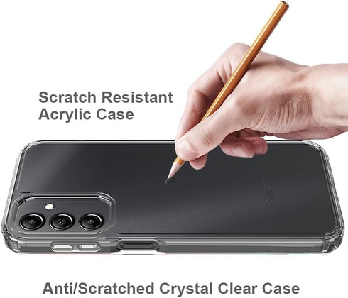 Shop Samsung Galaxy A34 5G Case: Crystal Clear Slim Hard Hybrid Bumper, Shockproof, Anti-Yellow, with Tempered Glass