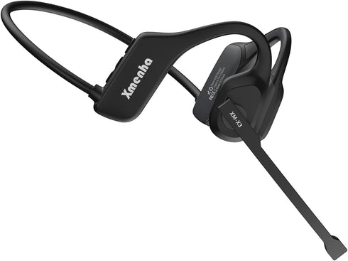 Bluetooth Phone Headset Wireless with Noise Cancelling Microphone, Open Ear Air Conduction Headphones with Mic for