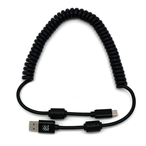 Digirig Coiled USB-A to USB-C Cable with Ferrites, Shielded