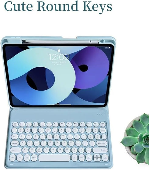 Keyboard Case for iPad Pro 13 inch M4 with Mouse, Cute Round Keys, Detachable Bluetooth, Slim Smart Cover, Dark Green