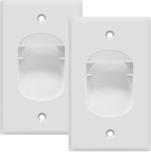 TOPGREENER Recessed Low Voltage Cable Wall Plate, 1-Gang 4.50" x 2.75", White, 2 Pack