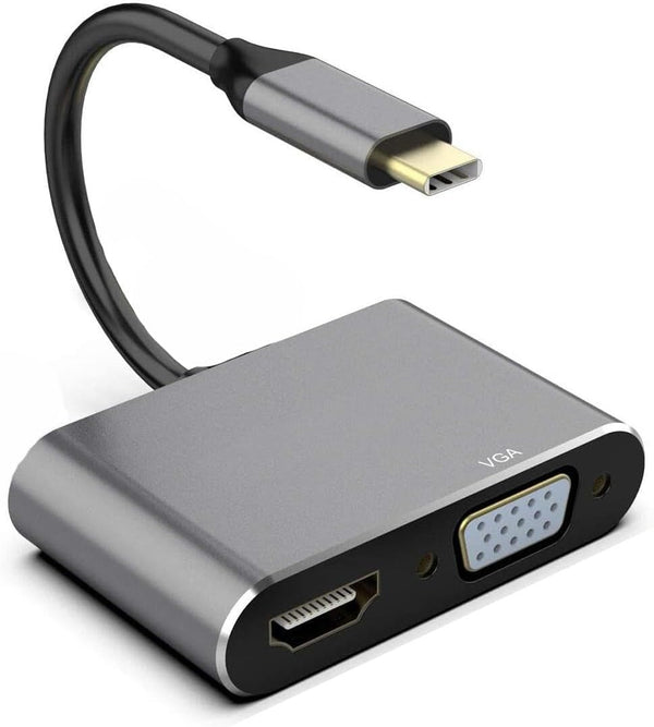 Fonus USB C to HDMI VGA Adapter Video Splitter HDTV Cable Compatible with