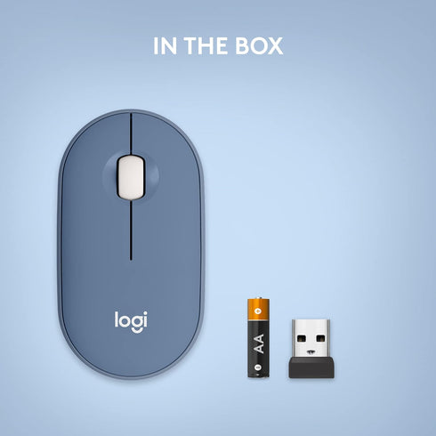 Logitech Pebble Wireless Mouse, Silent Slim Computer Mouse with Bluetooth or 2.4 GHz Receiver for