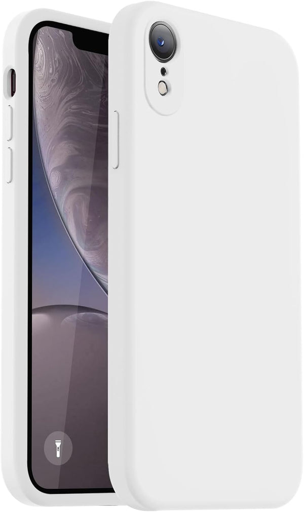 Vooii iPhone XR Case, Upgraded Liquid Silicone with Square Edges and Camera Protection - White