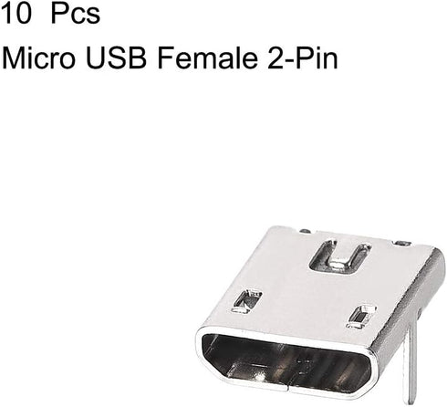 uxcell 10PCS Micro USB Female Socket Connector 2-Pin DIP 90 Degree Replacement Adapter