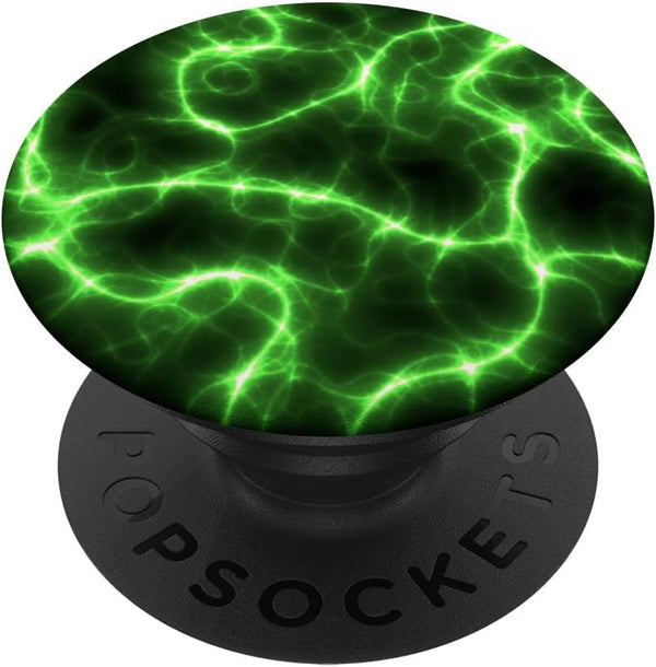 PopSockets PopGrip: Green Lightning Abstract Textures Gift for Phones & Tablets, Standard PopGrip, Clear