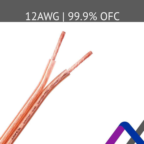 JAVEX 12-Gauge AWG Speaker Wire, 50 FT, Oxygen-Free Copper Cable for Hi-Fi Systems, Amplifiers, Home Theater