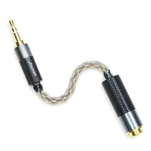 GUCraftsman 3.5mm Stereo Male to 4.4mm Balanced Female Portable Headphone Adapter Cable, 6N Single Crystal Silver for