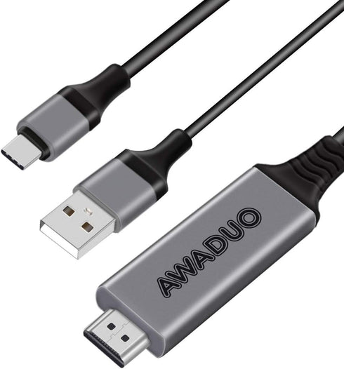 USB C to HDMI Adapter with Charging Cable, 4K 30Hz Compatible with MacBook 2018, iPad Pro, 6.6FT (Black)