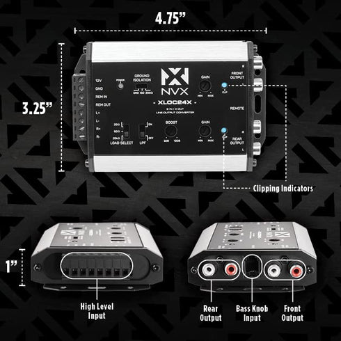 NVX XLOC24X High Voltage Active Line Output Converter - 2 Inputs / 4 Outputs with Remote Level Control