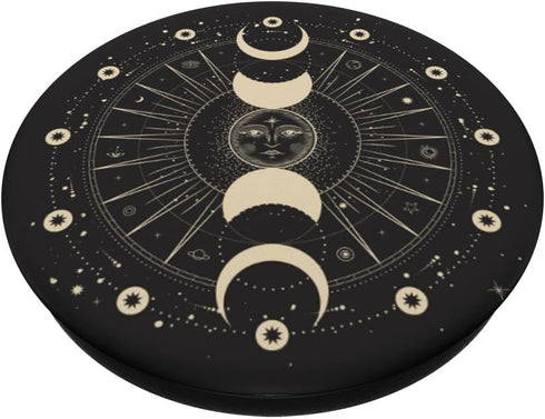 Sun and Moon Phases Astrology Space Stars Black PopSockets Standard PopGrip