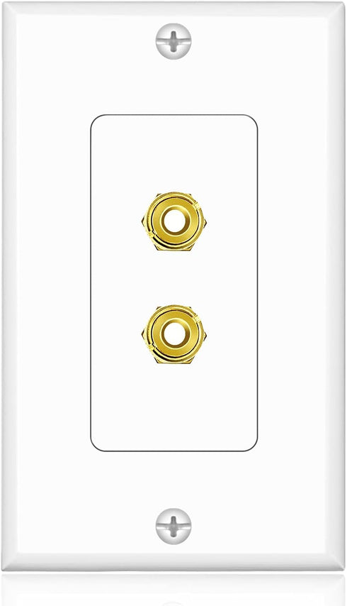 TNP 2 Pack Home Theater Speaker Wall Plate Outlet - Gold Plated Copper Banana Plug Binding Post Connector, White