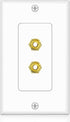 TNP 2 Pack Home Theater Speaker Wall Plate Outlet - Gold Plated Copper Banana Plug Binding Post Connector, White