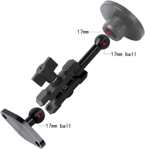 Aluminum AMPS to 17mm Ball Adapter with Extension Rod for Car Phone Holder, Compatible with Garmin GPS