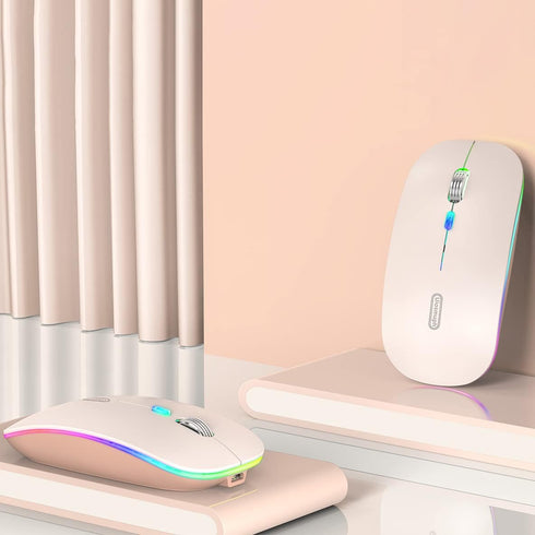 Uiosmuph LED Wireless Mouse - G12 Slim Rechargeable Silent Mouse with Receiver and Type C Adapter