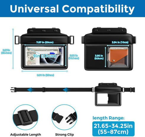 JOTO Floating Waterproof Phone Pouch with Waist Strap, Large Cellphone Dry Bag Fanny Pack for iPhone 15 14 13 Pro Max,