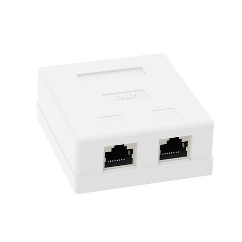 VCELINK RJ45 Surface Mount Box Shielded 2-Port, Compatible with UTP Cat6/Cat5e/Cat5 Network Cables, 5-Pack, White