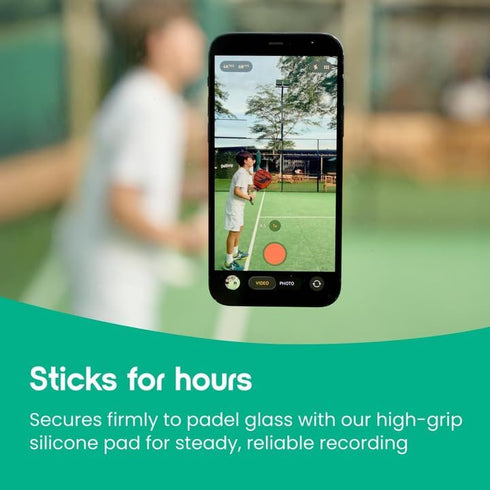 PadelBuddy Suction Phone Mount - Silicone Suction Phone Holder for Hands-Free Game Recording - Durable, Reusable Phone