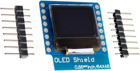 VBOTCOR 0.66 inch I2C D1 64x48 3.3V 2pcs OLED Shield IIC Display Mini OLED Module for WEMOS Mini Compatible