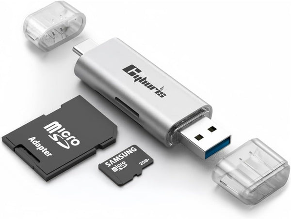 CYBORIS Micro SD Card Reader, USB 3.0 USB-C Memory Card Reader, Aluminum Multi 2-in-1 External SD Card Adapter for