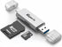 CYBORIS Micro SD Card Reader, USB 3.0 USB-C Memory Card Reader, Aluminum Multi 2-in-1 External SD Card Adapter for