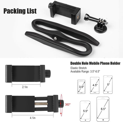 U Flex Mount Stroller Phone Holder, Selfie Stick Gooseneck Mount for Treadmill, Bike, Shopping Cart, Boat, Action