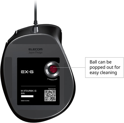 ELECOM EX-G Wired Trackball Mouse, Ergonomic Thumb Control, Smooth Tracking Roller Ball for PC Mac