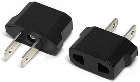 ANRANK E-U4113619AK European to USA American Outlet Plug Adapter, Black, 2-Pack